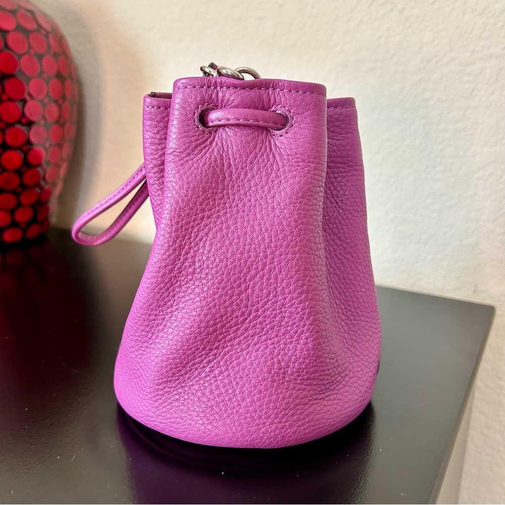 Coach Purple Petal Pebbled Leather Wristlet - Picture 6 of 17